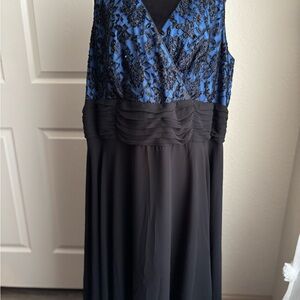 Elegant Blue and Black Women's Dress